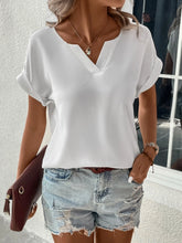 Notched Neck Batwing Sleeve Blouse